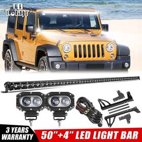 Jg-zj-jp-029a Colight 9610z-50inch 50ftft Led Light Bar 4 Inch In Pods For 07-18 Jeep Wrangler Jk Roof Bracket Wire Kit