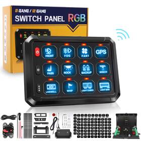 Kz-cp-12-rgb-acc-wx Colight 12 Gang Rgb Switch Panel Wireless Bluetooth App Led Work Light Bar Utv Boat 4wd