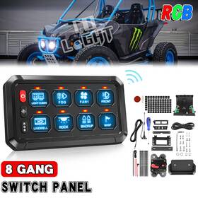 Kz-cp-8-rgb-acc-wx Colight 8 Gang Switch Panel Wireless Bluetooth Rgb Led Circuit Relay System Car Boat Us