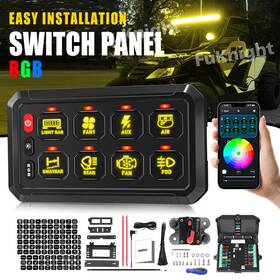 Kz-cp-8-rgb-app Colight 8 Gang Rgb Switch Panel Wireless Bluetooth 1440w Led Work Light Bar Utv Suv Boat