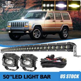 Les288wcd18wbte2r Colight Upper Roof 50 Inch Curved Led Light Bar 4 Fog Pods Wire Kit For Jeep Cherokee Xj