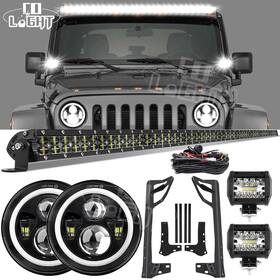 Nt0001138 Colight 52 Inch Windshield Led Light Bar 4 Pods Mount &headlight For Jeep Wrangler Jk