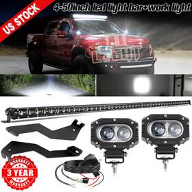 Wi-zt101 Colight Fit 2004-2014 Ford F150 Spot 50ftft Led Light Bar 4ftft Pods Hood Ditch Brackets