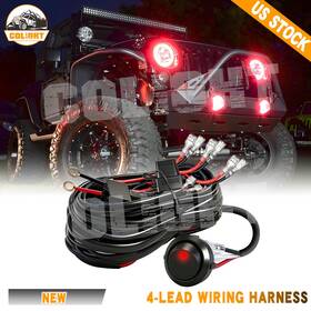 Xz-pt-18-1-4-my Colight 4 Lead Wiring Harness Kit On-off Switch Relay For Led Cube Pods Work Light Bar