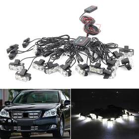 16in1 Dictorcoltd 550748587191 32w Led White Car Truck Strobe Emergency Warning Light For Deck Dash Grill
