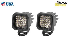 Dd6445p-gbfg Diode Dynamics Stage Series C1 Led Pod Sport White Flood Standard With Amber Back Light Pair
