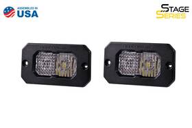 Dd6733p-gbfg Diode Dynamics Stage Series 2in Led Pod Pro White Combo Flush With Red Back Light Pair
