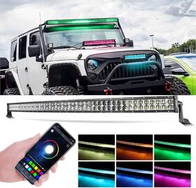 Qp008570 Dual Auxbeam Rgbw 52 Inch Curved Led Light Bar Color Changing Row