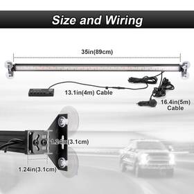 Dy-70207014 Dyso 35ftft Inch Amber White Hazard Emergency Warning Strobe Light Bar Traffic Advisor