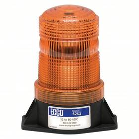 6263a-amber Ecco Lighting Led Beacon Medium Profile 12-80vdc Pulse8 Flash Amber 6263a