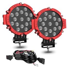 Ele-ww-004 Elelion 7 Inch 51w Led Light Pods Red Round Spot Lights For Off Road