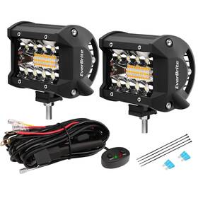 Everbrite 820909775539 2pcs 4 Inch 60w Led Pods Off Road Light White Amber Strobe 6 Modes With Mem