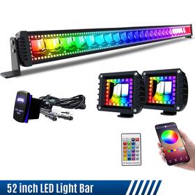 Moto-10.22-6 Feelon Moto 52 Inch Rgb 300w Led Light Bar Spot Flood Offroad For Chevy Jeep Atv