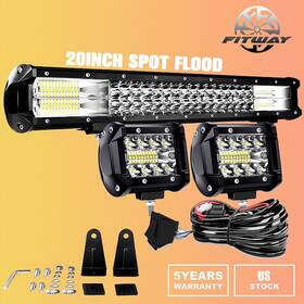 Fit126008b Fitway 20 Inch 288w Led Work Light Bar Combo 2x 4 Pods Wire For Offroad Ford Atv Ute