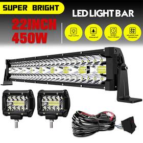 Fit45022 Fitway 20inch Led Light Bar Spot Flood Combo 2x 4 Inch Pods For Offroad Jeep Truck Atv 22