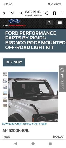 M-15200k-brl Ford Racing Performance Frpp 2022-2024 Bronco Roof Mounted Rigid 40 Inch Led Light Bar