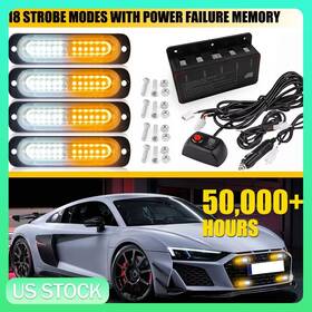 Bsd-1t4-2w2y Freedealingmall 4x Amber White Front 12led Grille Light Bar Flash Emergency Strobe Warning