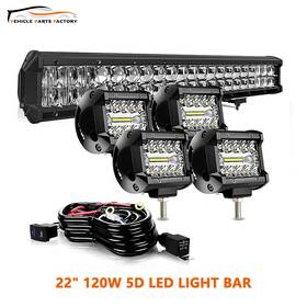 Dy126wsm5d4p60wwir Galtopcarparts 20 Inch 126w 5d Led Light Bar 4x 4inch 60w Cube Pods With Wiring For Ford F150