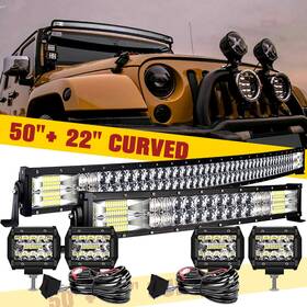 Dy300w120cd5d4p60wbt Galtopcarparts 50 Inch 22ftft Led Light Bar 4ftft Lamp Pod Combo For Hummer H1 H2 H3 Humvee Am General