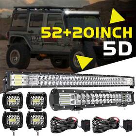 Dy300w126w5dcd4p18wtir Galtopcarparts 52 Inch Curved Led Light Bar 20/22ftft 4ftft Combo For Ford F250/f350 Super Duty 99-15