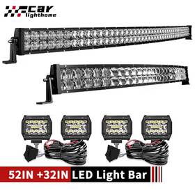 Dy300w180w5dcd4p60wwir Galtopcarparts 52 Inch 32 Curved 5d Combo Led Light Bar Wire 4x Pods For Ford Mustang 15-17