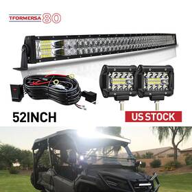 Dy300wcd5d2p60wwir Galtopcarparts 52 Inch 300w Curved Led Light Bar And 2pcs 4 60w Pods With Wiring Kit