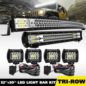 Dy711wcd288wsmtir4p60wdb Galtopcarparts 52inch 20 Inch Led Light Bar Combo 4x 4ftft Pods For Jeep Wrangler Driving Ford