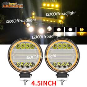 Gxo R25y 4 Inch Dual Color Round Led Work Light Pod Amber White Combo Beam Driving Lamp