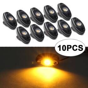 Hukyu 550736688794 10x Yellow Led Rock Light For Jeep Truck Golf Atv Suv Trail Rig Bar Lamp