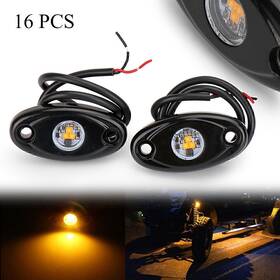 Hukyu 550742210286 16x Yellow Led Rock Light For Jeep Truck Golf Atv Suv Trail Rig Bar Lamp