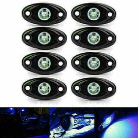 Hukyu 550742621150 8pcs Blue Led Rock Light For Truck Golf Jeep Atv Suv Trail Rig Bar Lamp