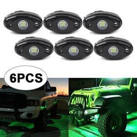 Hukyu 550742780468 Led Rock Light For Truck Golf Jeep Atv Suv Trail Rig Bar Lamp 6pcs Green