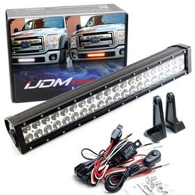 Ijdmtoy 35-133-aa2204-aa1105 21 Inch 120w White Amber Yellow Dual Color Led Light Bar Kit For Offroad Truck Suv