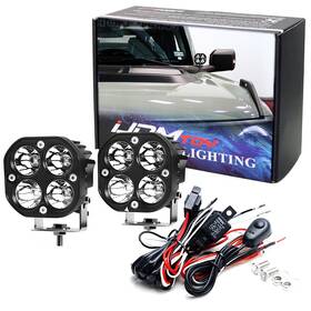 Ijdmtoy 35-148w-aa1103 2 20w Round Shape Xenon White Led Pod Light Kit For Off-road Truck Suv Atv Utv