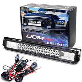 35-862 Ijdmtoy Grille Mount 21 Inch Led Light Bar Kit With Brackets Relay For 2015-18 Ram 1500 Rebel