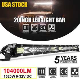 Ikaufen 883645991472 20 Inch Slim Led Work Light Bar Spot Flood Combo For Suv Atv Beam Offroad Truck