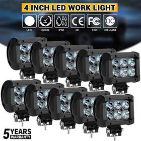Ikaufen 982766984124 10x 4 Inch 18w Led Work Light Bar 4wd Offroad Spot Pods Fog Atv Suv Driving Lamp