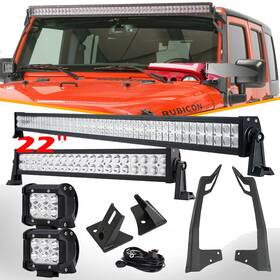 Cra20666 Ironwalls 52 Inch 22 Led Light Bar 4 Fog Pods Mount Bracket Kit For Jeep Wrangler Jk