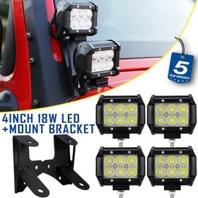 Cvg72495 Ironwalls 4x 4 Inch 18w Led Light Cube Pod Dual Deck Mount Bracket For Jeep Wrangler Jk 07-18