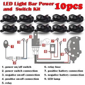 Fulft0390 Ironwalls 10x Wiring Loom Harness Kit With Fuse And Relay On/off Led Light Bar Off-road