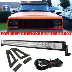 Ken-100100951 Ironwalls 50 Inch 2808w Curved Led Work Light Bar Mount Brackets For Jeep Cherokee Xj 84-01