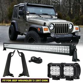Ken-100101057 Ironwalls For Jeep Wrangler Tj 52 Inch 700w Led Work Light Bar 2x 4 18w Pods Mount Brackets