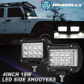 Ken-100101260 Ironwalls Pair 4 Inch Side Shooter Led Work Light Drl Driving Fog Car Truck Pickup Marine