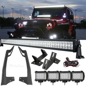 Ken201213599 Ironwalls 52 Inch Led Light Bar And 4 Side Shooter Pods Mount Bracket For Jeep Wrangler Jk