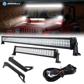Ken65448 Ironwalls 52 Inch And 22 Led Light Bar Roof Mount Bracket Kit For Jeep Wrangler Tj 1997-2006