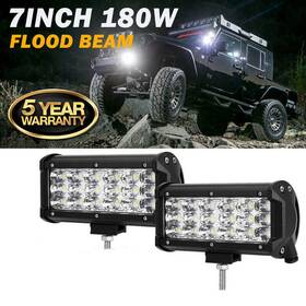 Uncleue0001019655 Ironwalls Pair 7 Inch 180w Led Work Light Bar Offroad For Peterbilt Kenworth Freightline Truck