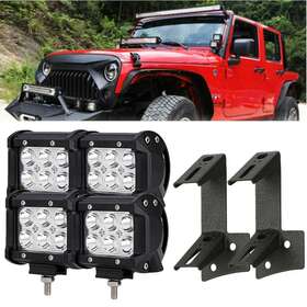 Uncleue0001244 Ironwalls 4x 4 Inch 18w Led Work Light Bar Pods Dual Mount Bracket For Jeep Wrangler Jk