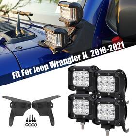 Uncleue0001338 Ironwalls 4x 4 Inch Led Cube Pods Fog Light A-pillar Dual Mount Bracket For Jeep Wrangler Jl