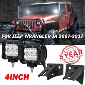 Uncleue0001610 Ironwalls Pair 4 Inch 18w Spot Led Light Bar Pods Mount Bracket Offroad For Jeep Wrangler Jk
