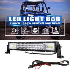 Uncleue000790 Ironwalls 22inch Led Light Bar Tri-row Spot Flood Combo 4wd Offroad Truck Pickup Suv Atv